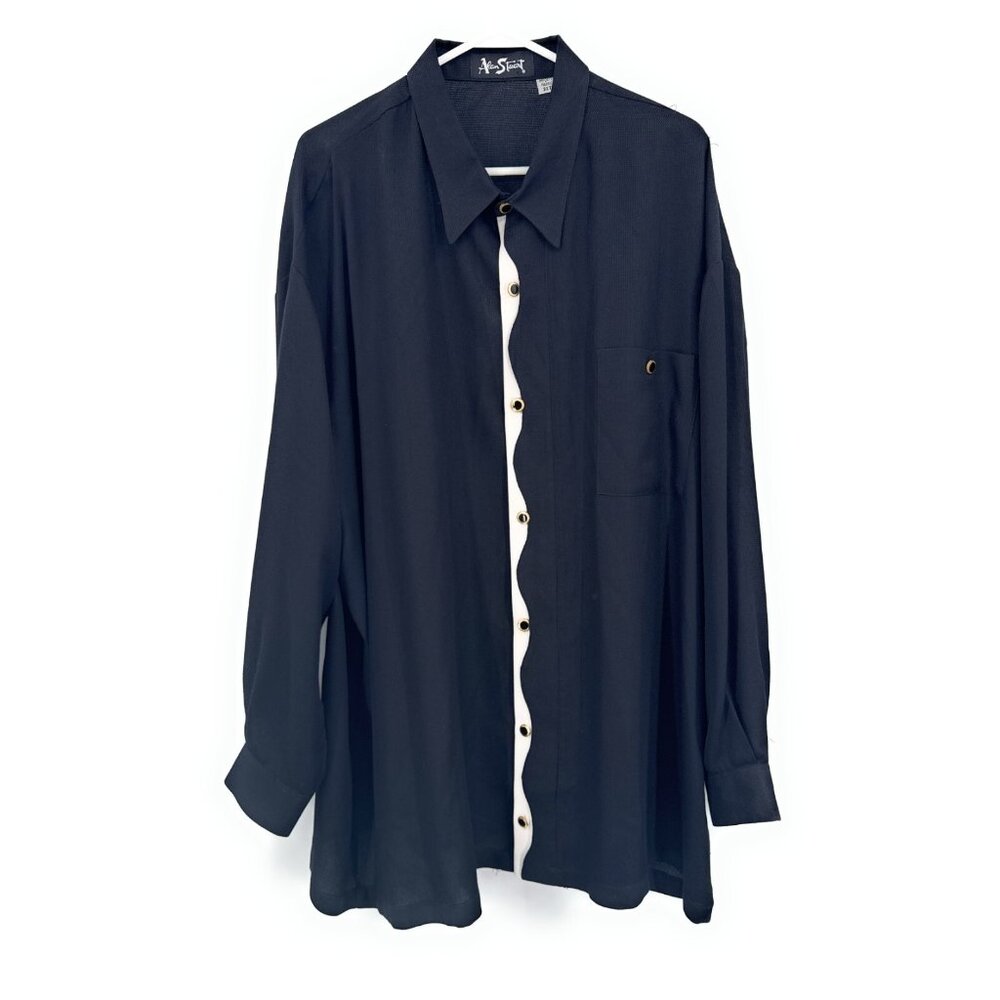 Vintage Alan Stuart Long Sleeve Shirt Men's 3XT Button Black Pocket‎